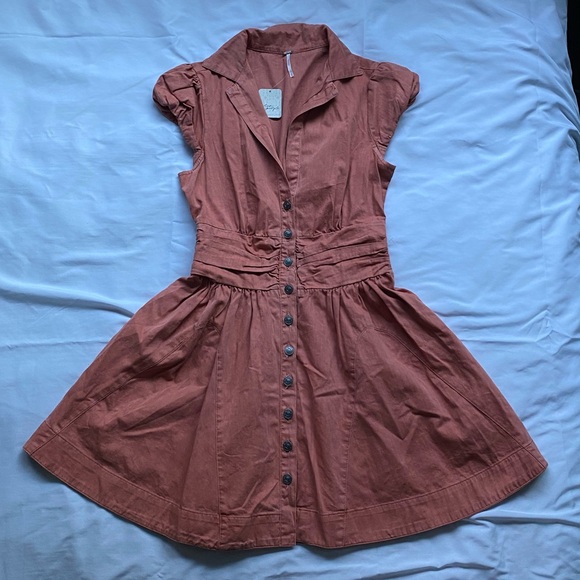 Free People CHESTER MINI DRESS IN LIGHTEST ROSE - Picture 2 of 14